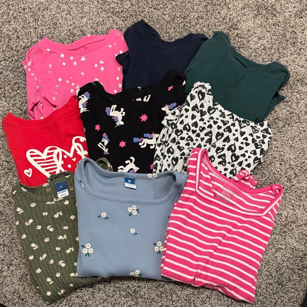 Girls Mixed Tops Lot - Pink, Navy, Black, Green, Red, Blue